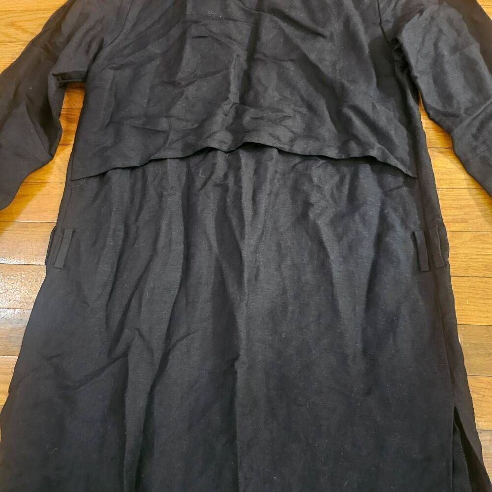 First Rite Black Linen Cardigan Button Front Pockets - Picture 8 of 10